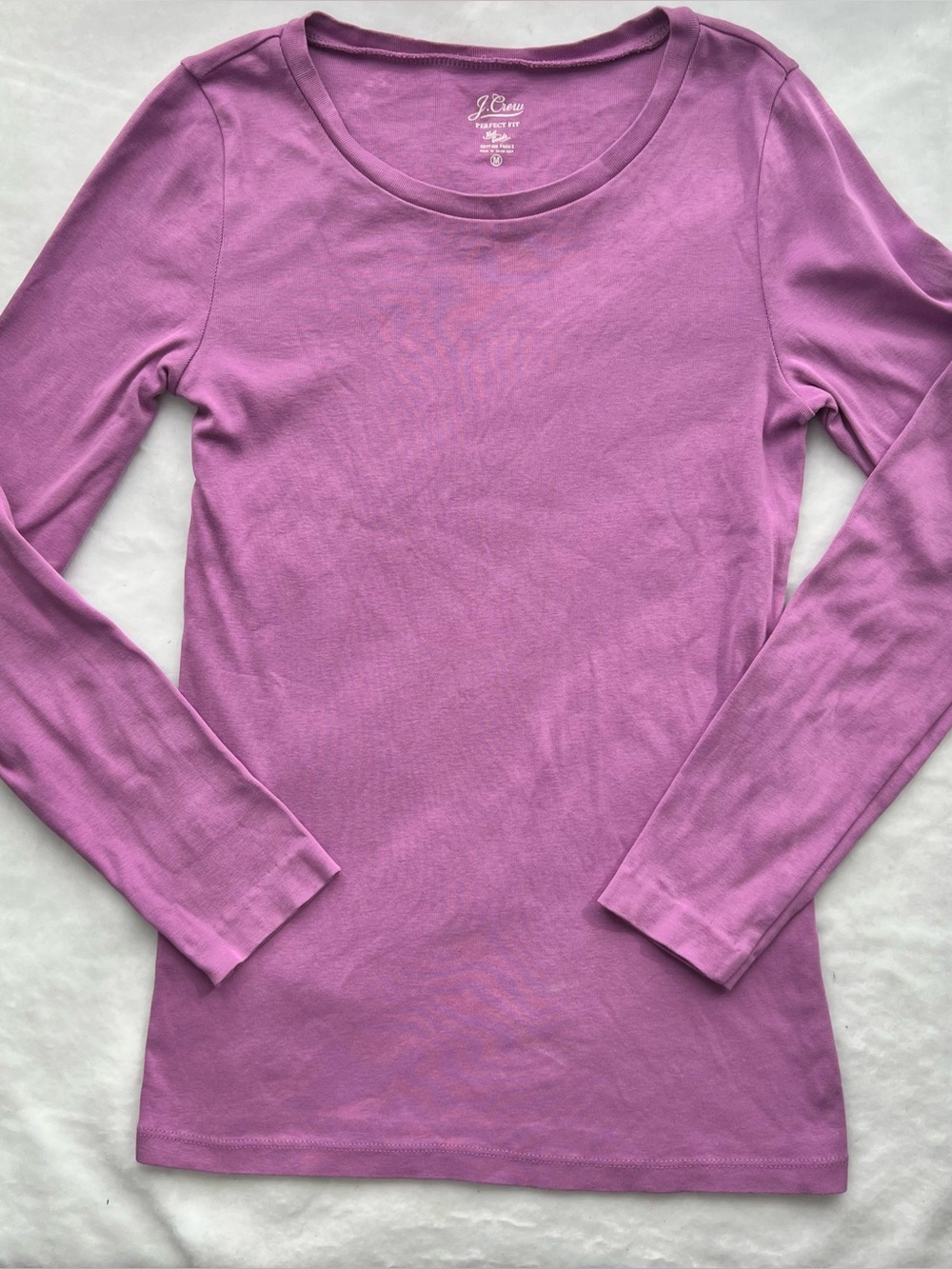 J.Crew Perfect Fit Long Sleeve Top Size M Purple 100% Cotton